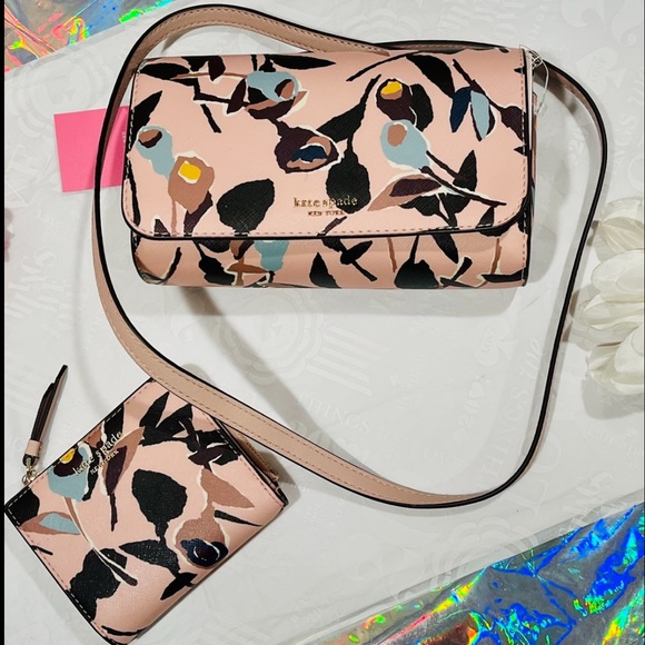 kate spade ♠️ cameron paper rose 🌹 bag & wallet - Picture 10 of 16
